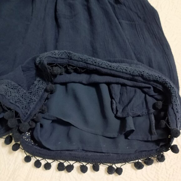 American Eagle Outfitters Lace Detail Navy Blue Halter Romper Shorts Size L Wome - Picture 7 of 10